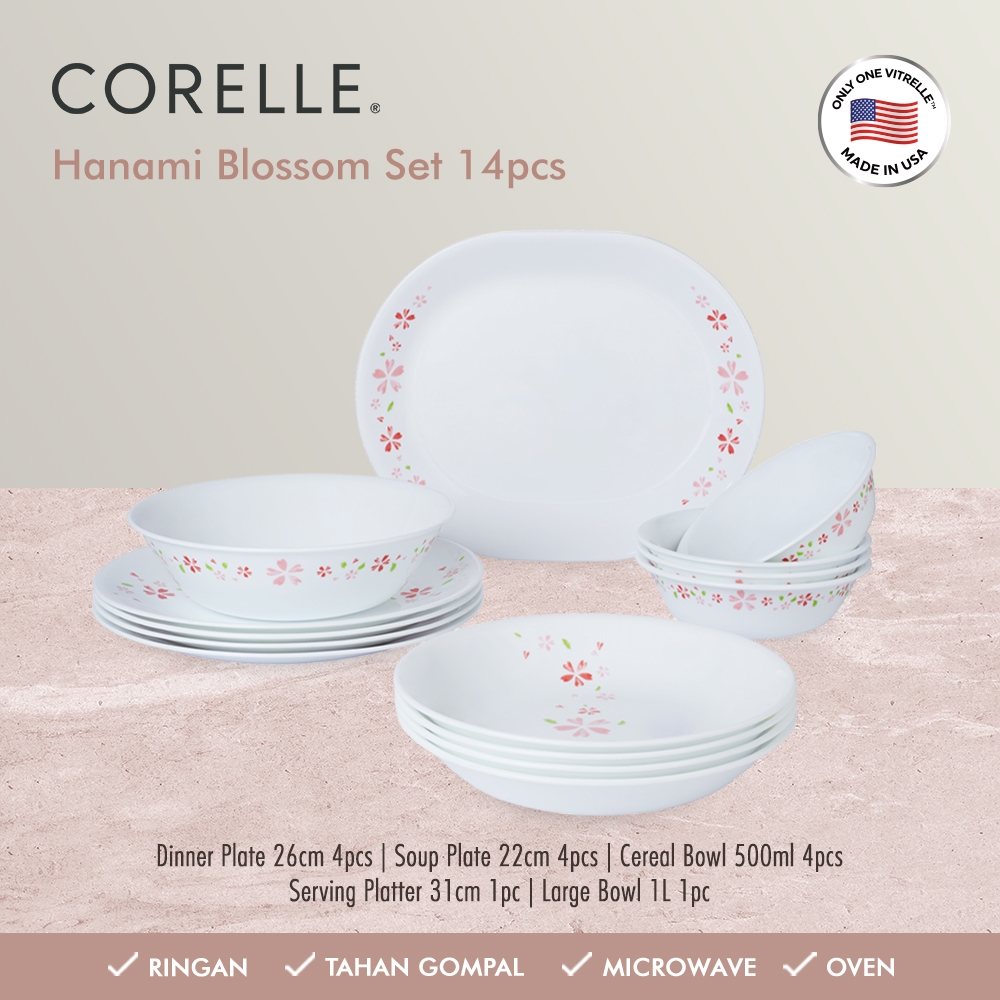 Jual Corelle Hanami Blossom Dinner Set / Set Piring Makan | Shopee ...
