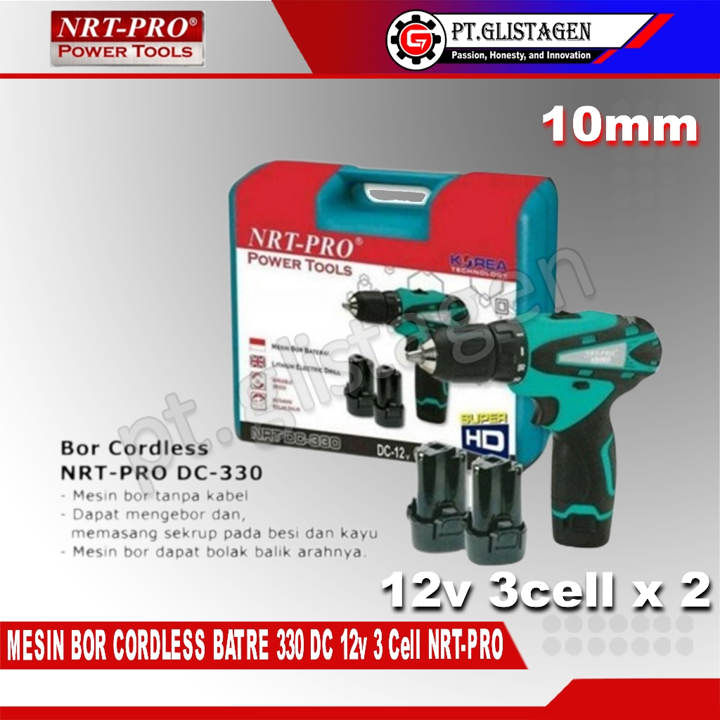 Jual Nrt Pro Dc 330 Mesin Bor Baterai Cordless Drill Screwdriver 12