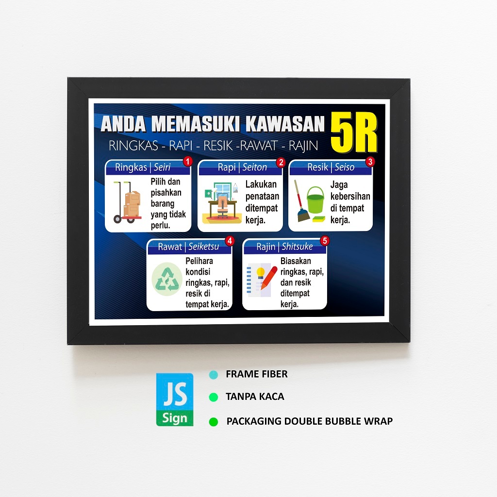 Jual Poster Safety K3 Anda Memasuki Kawasan 5r Frame A2 Shopee Indonesia