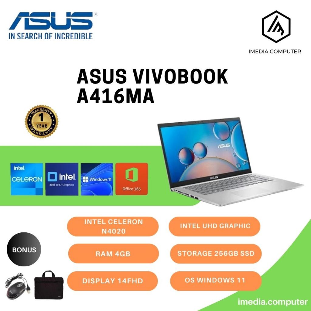 Jual Asus Vivobook 2114 A416mao Celeron N4020 256gb 4gb Ssd Win11ohs Shopee Indonesia 2288