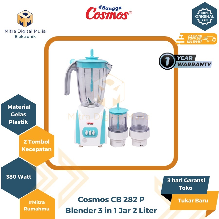 Jual Cosmos CB 282 P Blender 3 In 1 Plastik 2 Liter CB282P | Shopee ...