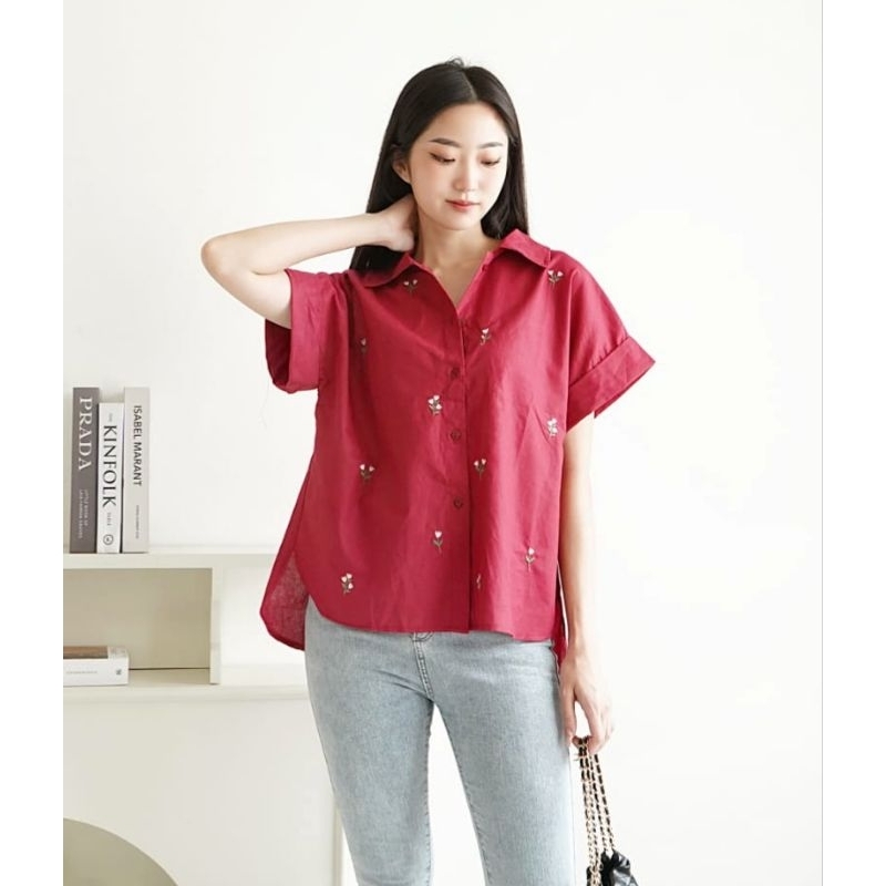 Jual Blouse Atasan Wanita Vallen Embroidery Top Shopee Indonesia