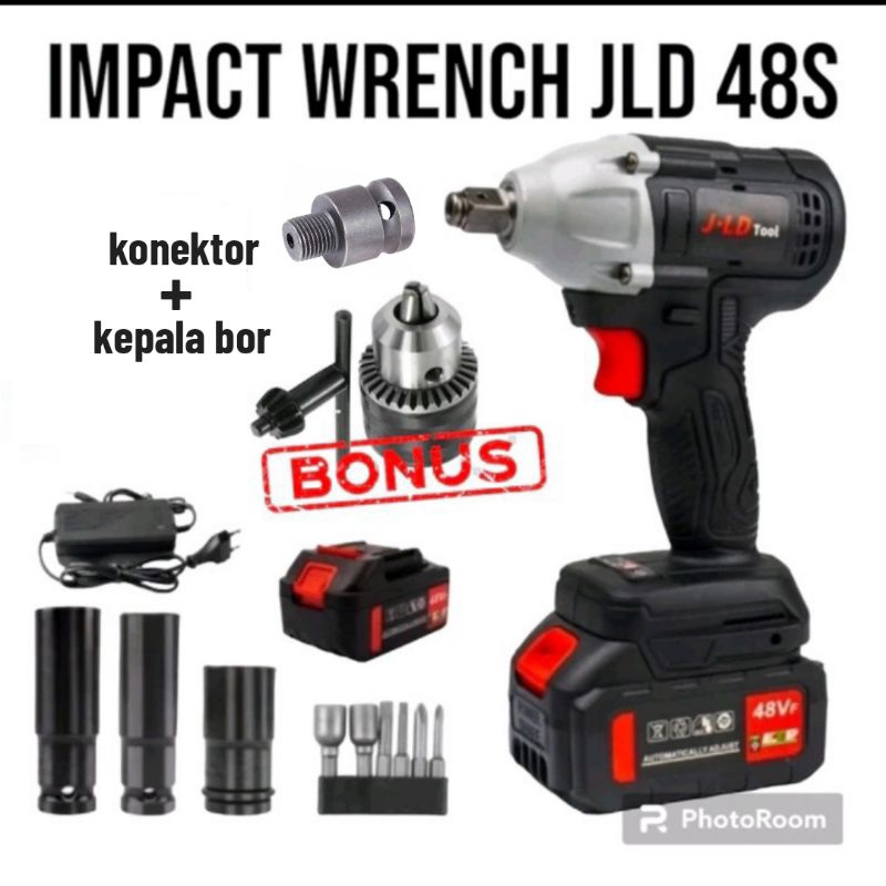 Jual Impact wrench JLD 88v 1batrei paket hemat type 48S bonus kepala