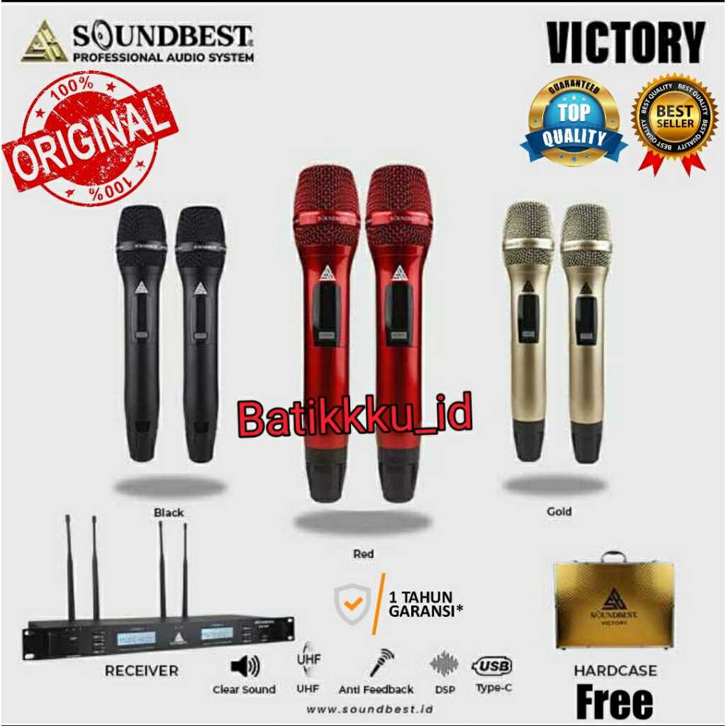 Jual Mic Wireless SOUNDBEST VICTORY ORIGINAL ANTI FEEDBACK FREE KOPER