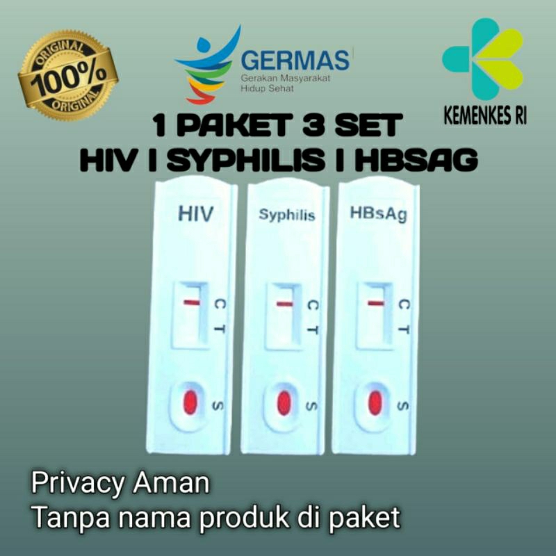 Jual Test HIV AIDS l Paket HIV Syphilis HBsAg l 1 paket dapat 3 Tes