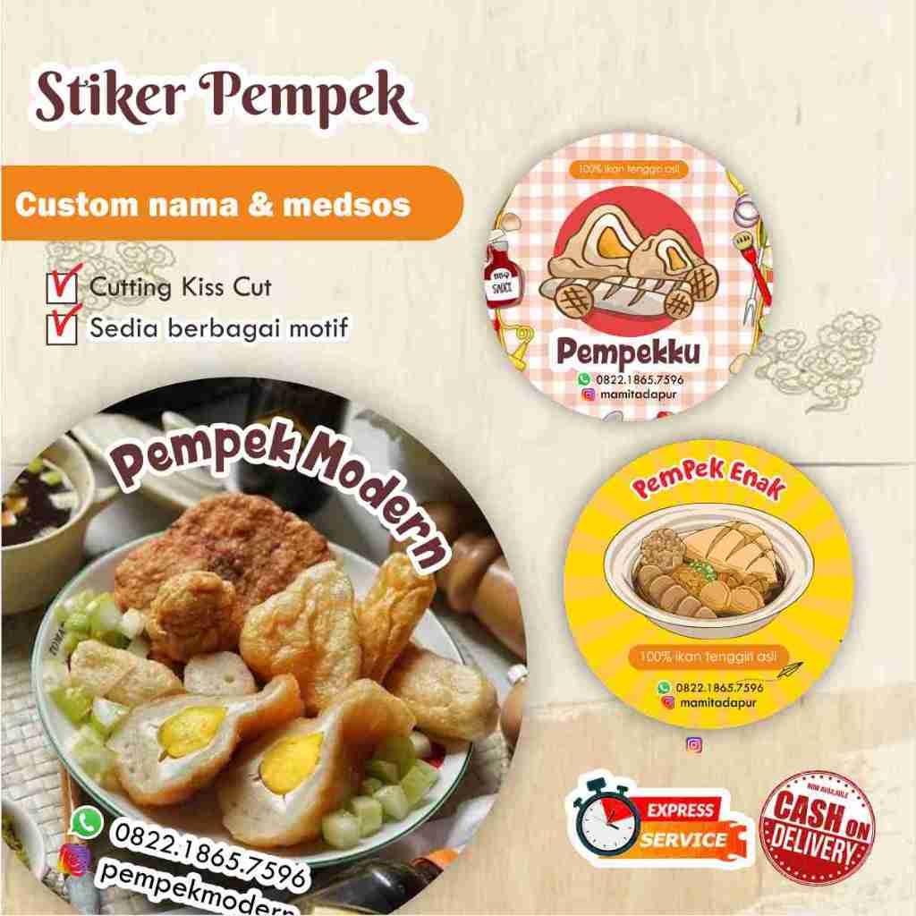 Jual Stiker PemPek Cromo bulat / Stiker kemasan makanan / Label Makanan