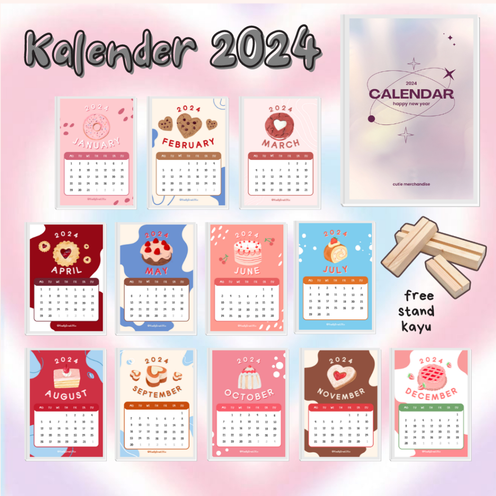 Jual Kalender Aesthetic 2024 | Kalender 2024 Meja Mini Aesthetic ...