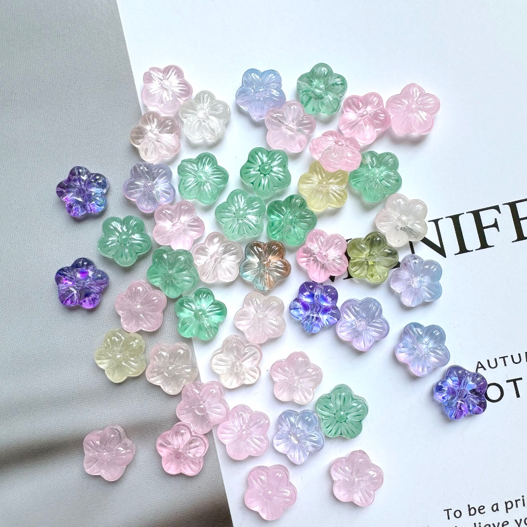 Jual 10 PCS Manikmanik Kaca Genuine Glass Beads Bunga Sakura