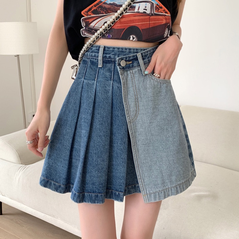 Jual MINI SKIRT JEANS NEW MODEL ROK PENDEK WANITA DENIM WOMEN MX680