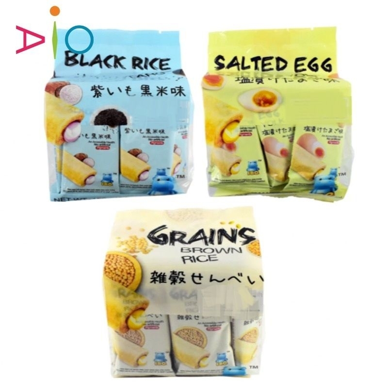Jual IBO Rice Crackers Salted Egg Yolk | Rice Cake Black Rice | Brown ...
