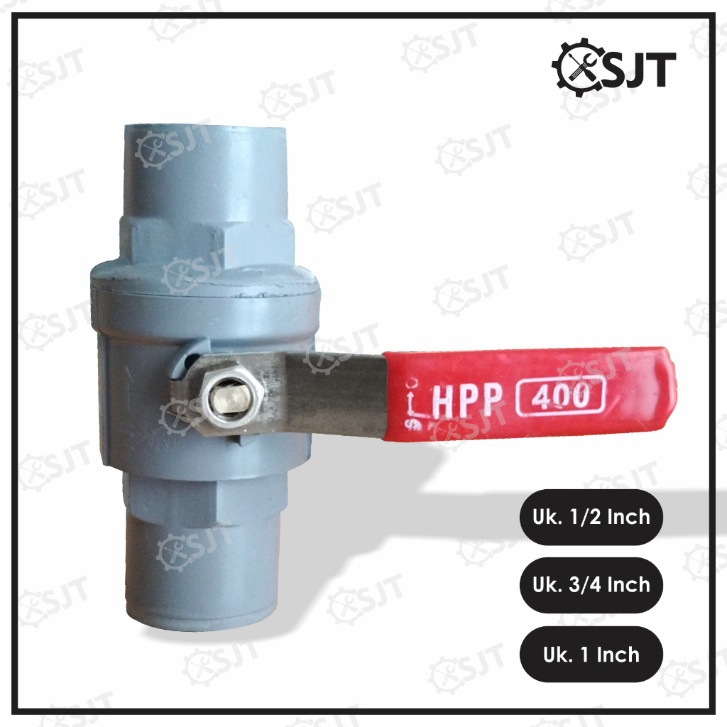 Jual Ball Valve Pvc Hpp 1 2 3 4 1 Inch Gagang Stainless Merah