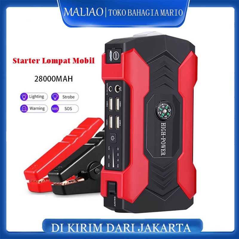 Jual Dari Power Bank Jumper Aki Mobil Starter 28000mAh 12V 4 Port USB
