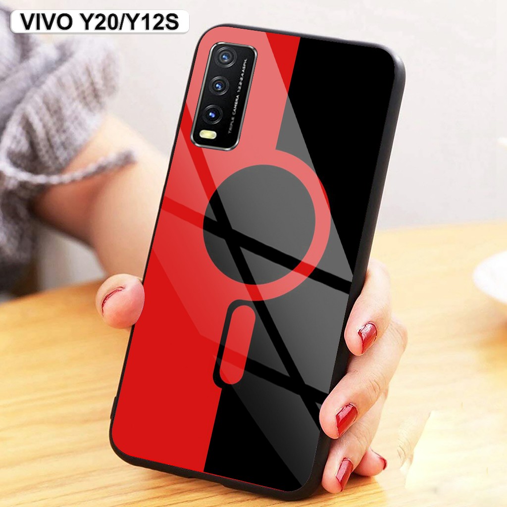 Phone Vivo Y12s Back Cover Glass Case Deer Vivo Y12s Tempered Glass Layar  Bonus Garskin