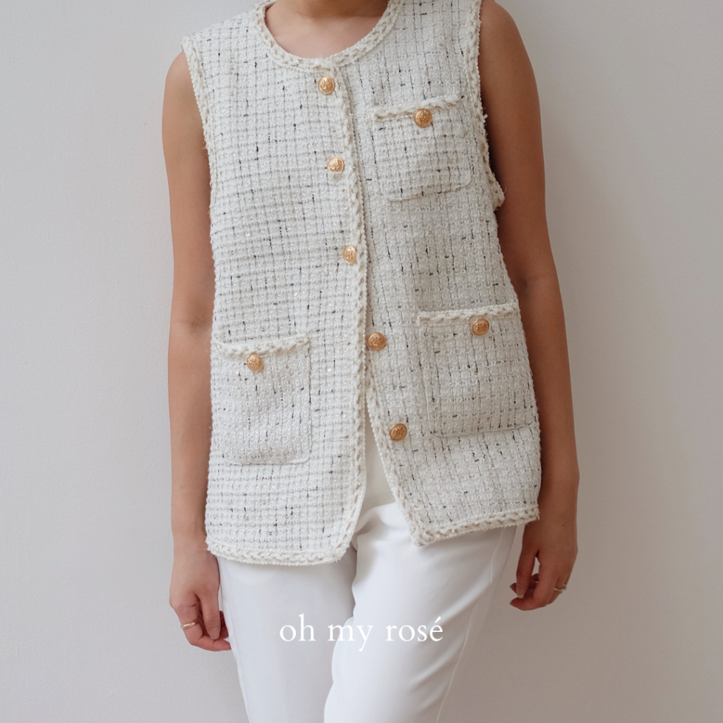 iNtimite Fancy Tweed Vest ベスト ブラック