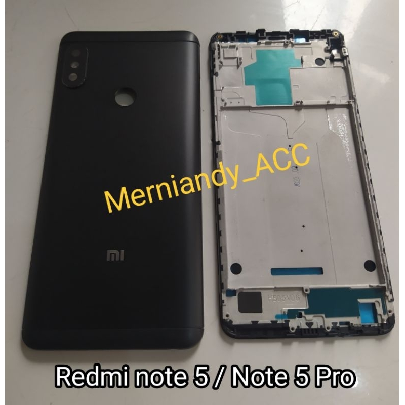 Cessing Fullset Xiaomi Redmi note 5/ Redmi note pro Backdoor backcover  Frame tulang tengah tatakan lcd