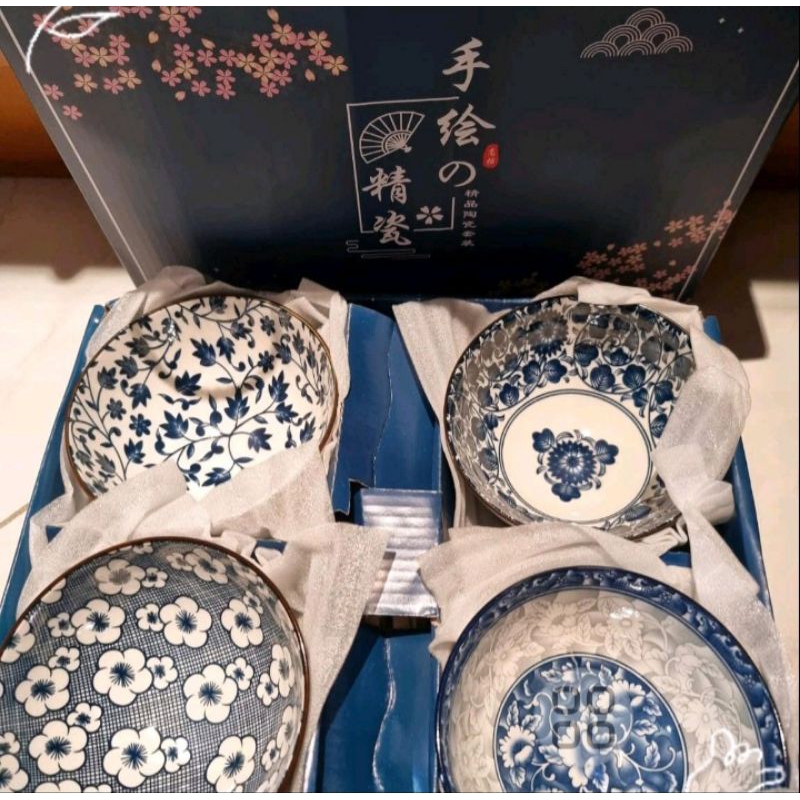 Jual Mangkok set keramik hand painted japanese gift box hampers 1 set