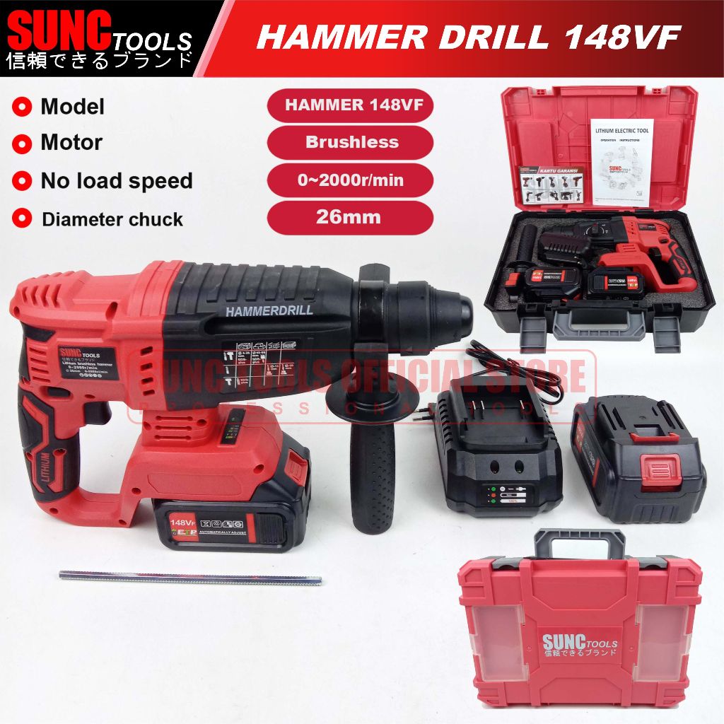 Jual Sunc Tools Mesin Bor Beton Cordless Rotary Hammer Drill Brushless Vf Shopee Indonesia