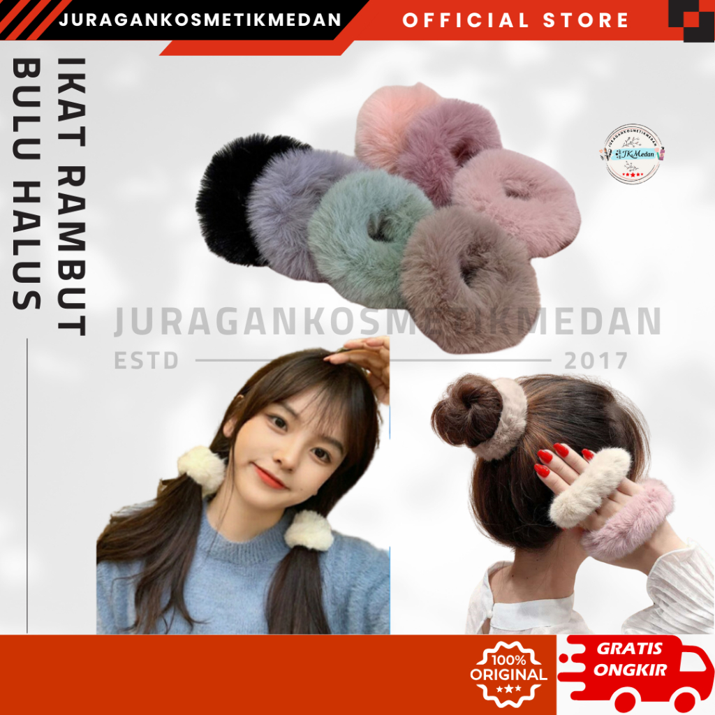 Jual IKAT RAMBUT BULU HALUS ELASTIS WANITA ANAK KARET BERBULU KUNCIRAN ...
