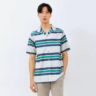 M231 Kemeja Pria Stripe Hawaii Pendek Hijau 3171B