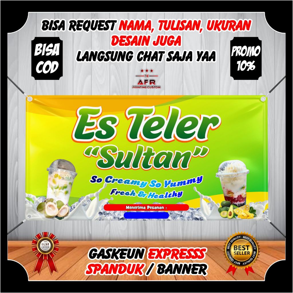 Jual Cod Spanduk Banner Es Teler Sultan Viral Keren Banner Minuman Es