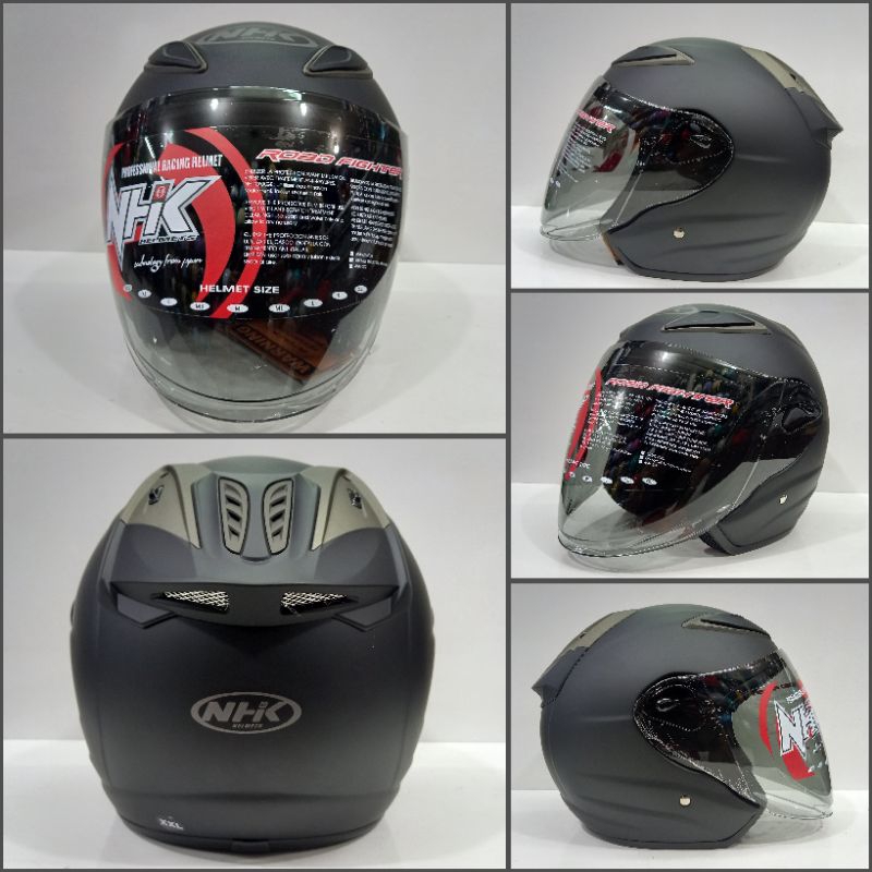 Jual HELM HALF FACE NHK R6 S SOLID HITAM DOFT | Shopee Indonesia