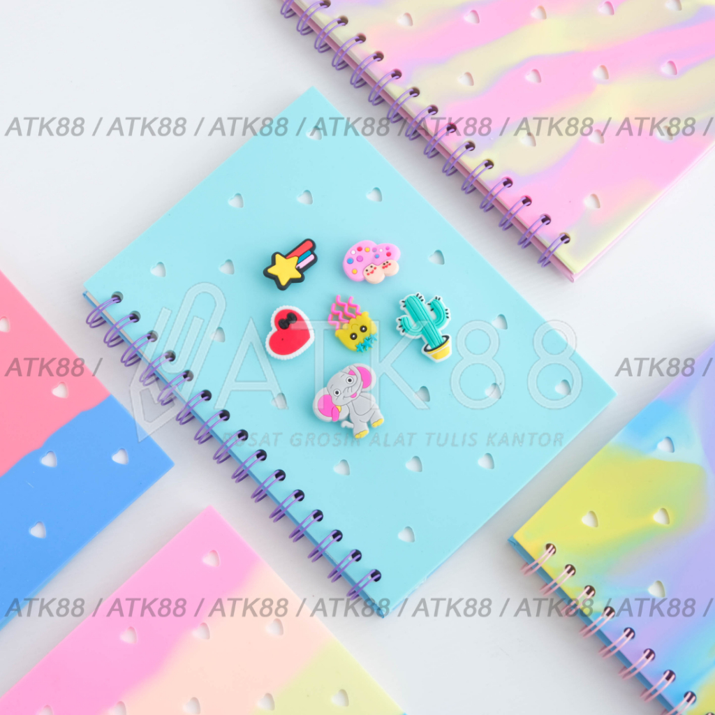 Jual Notebook Buku Catatan Spiral Ring Silicon Jibbitz DIY Diary Jurnal ...