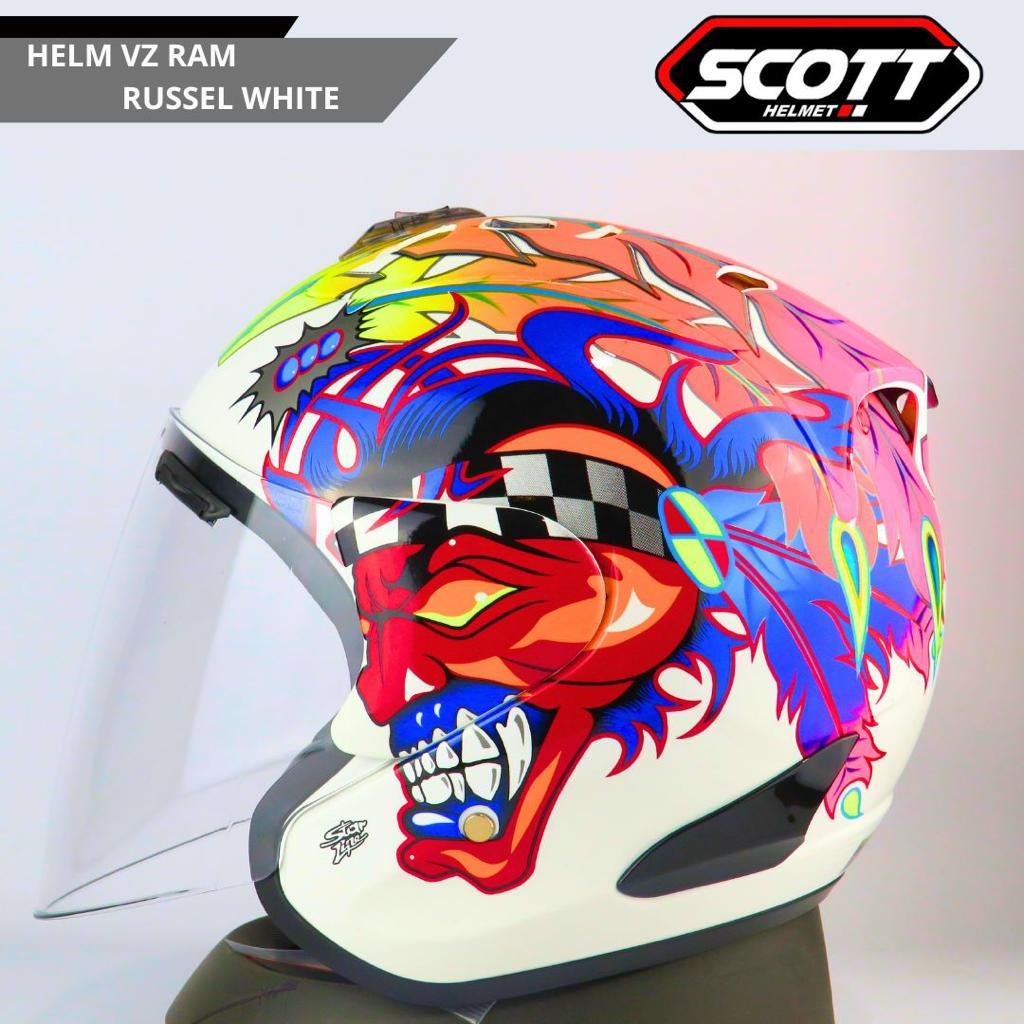 Jual Helm Scott VZram / R5 / Ram 4 / Helm Half Face Free Stiker Ar*ai ...