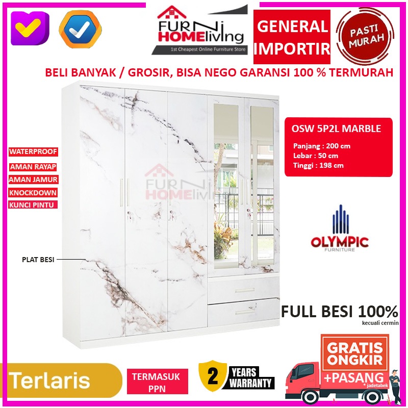 Jual Osw Marble Pintu Olympic Lemari Pakaian Full Besi Anti Rayap Air Shopee Indonesia