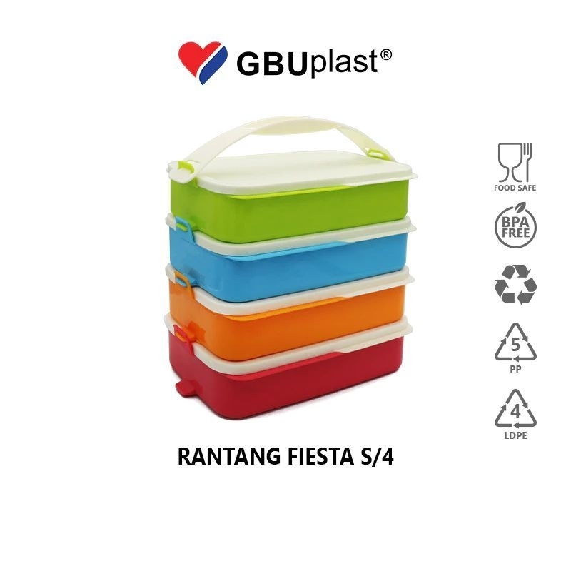 Jual GBU Plast Rantang Fiesta Plastik Susun 4 Tempat Bekal 4 Tingkat ...