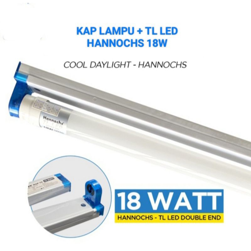 Jual LAMPU TL LED + KAP HANNOCHS 18W Lengkap Shopee Indonesia