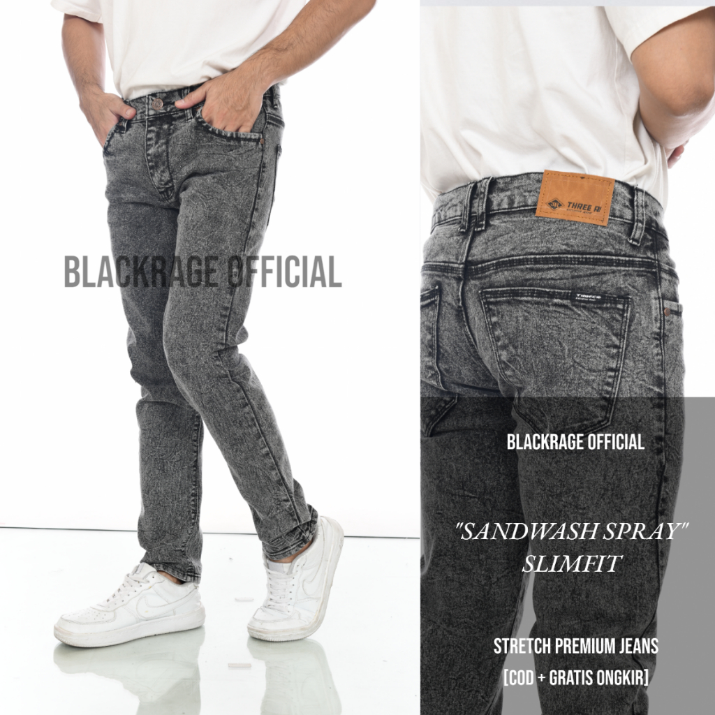 Jual Celana Jeans Sobek Pria Ripped Destro Premium Abu Snow Grey ...