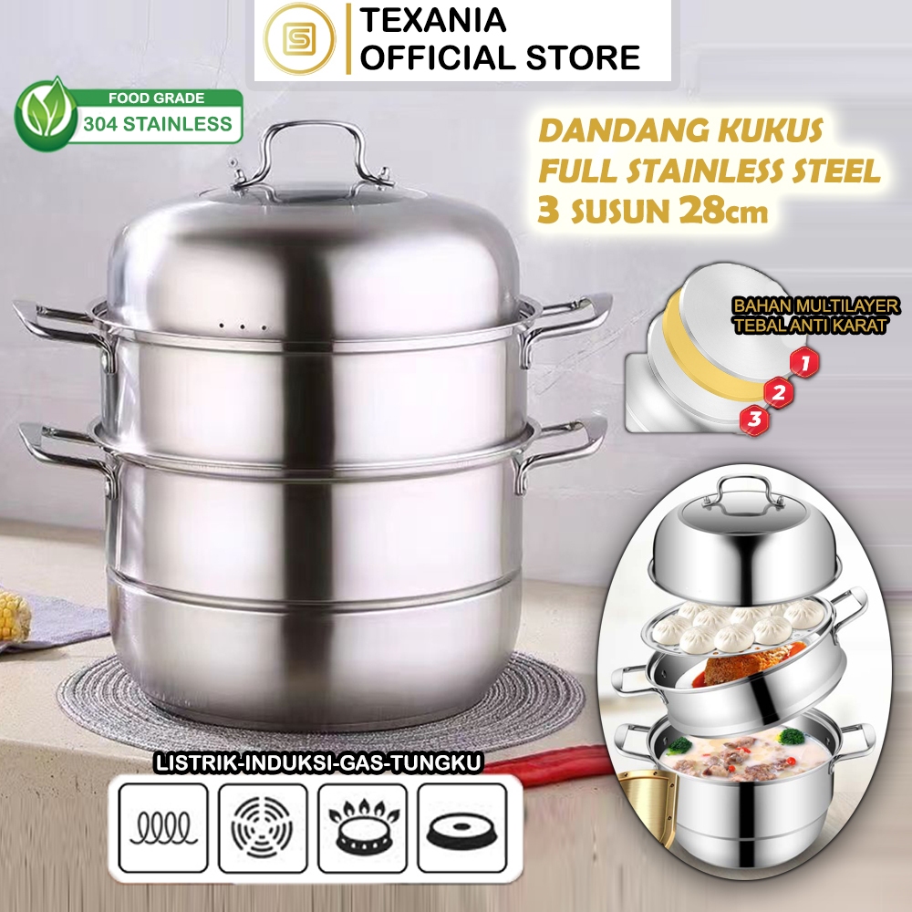 Jual Texania Panci Steamer Susun Panci Kukus Stainless Steel Panci