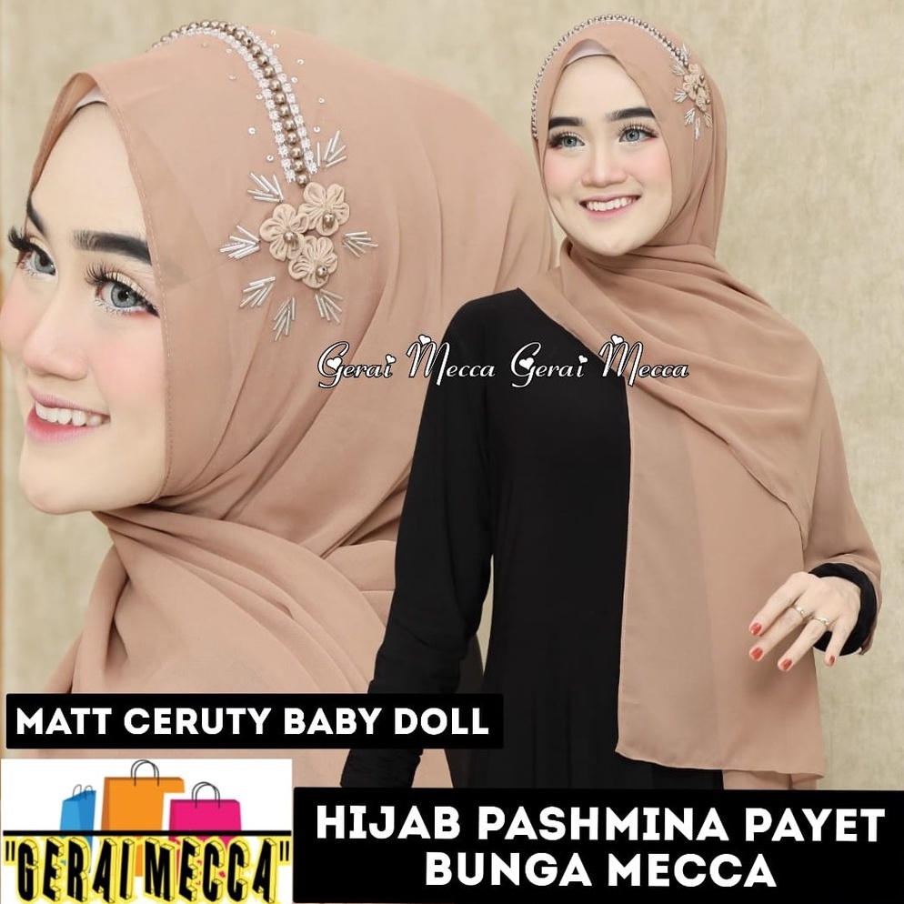 Jual Voucher Nendang Pashmina Payet Bando Bunga Mecca .,,.,., Shopee