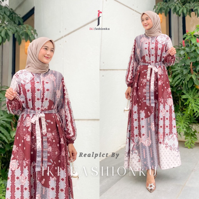Jual Iki fashionku - Rona IED Dress Silk - Gamis Luxury Silk Kekinian
