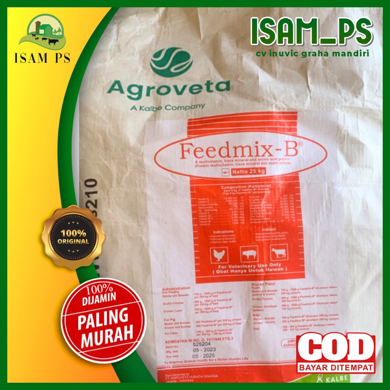 Jual FEEDMIX B 25kg-premix jadi untuk hewan ternak kambing sapi babi ...
