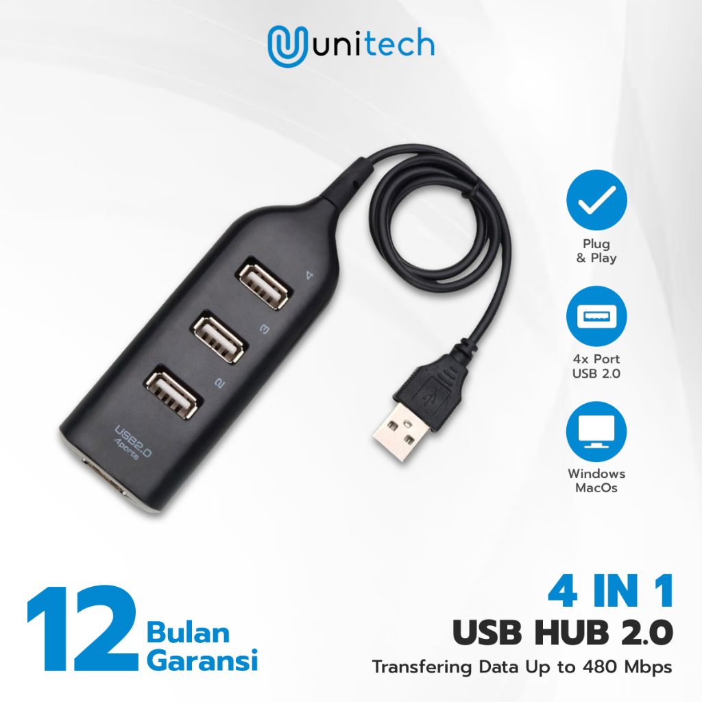 Jual Usb Hub 4 Port 2 0 High Speed Up To 1tb Penambah Port Usb For Pc