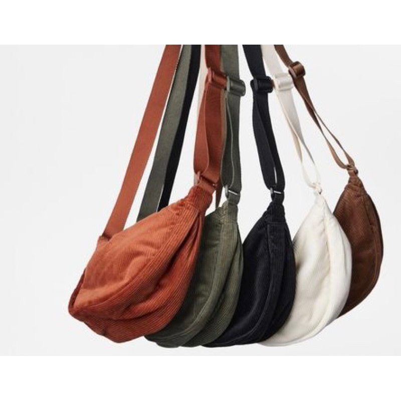 Jual ifti tas selempang slingbag halfmoon corduroy terbaru tas