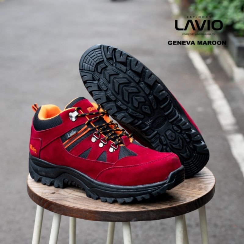 Jual Sepatu Gunung Hiking Touring Safety Boots Pria Ujung Besi Original Lavio Geneva Low Suede