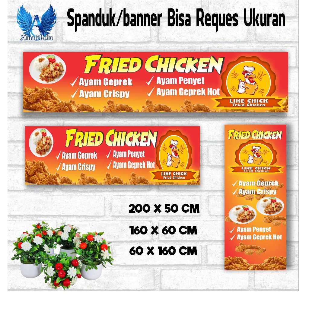 Jual SPANDUK BANNER FRIED CHICKEN AYAM GEPREK UKURAN COSTOM BISA