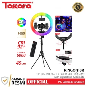 Takara RINGO 318R 18 Inch RGB Bi Color LED Ring Light Ringlight Kit