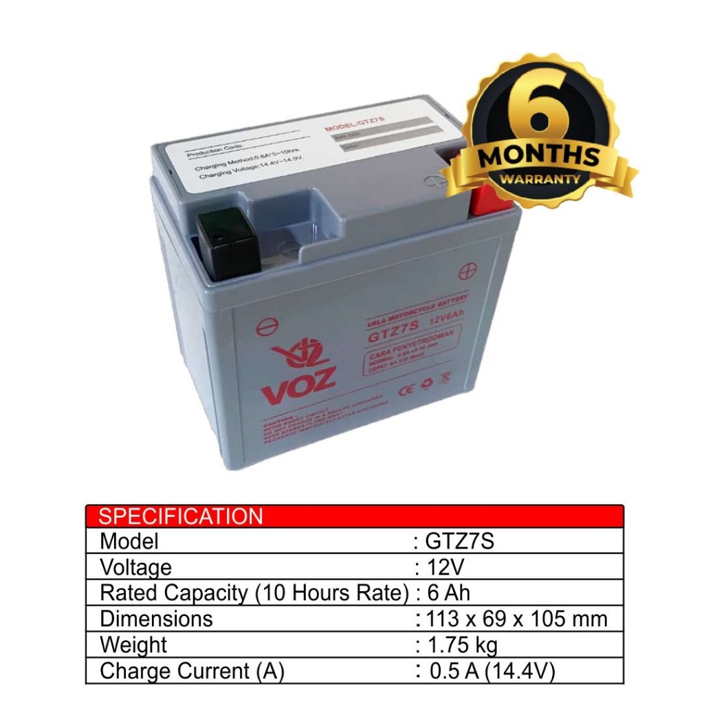 NX - Motorfietsaccu YTZ7S / GTZ7S-BS 12V 6Ah