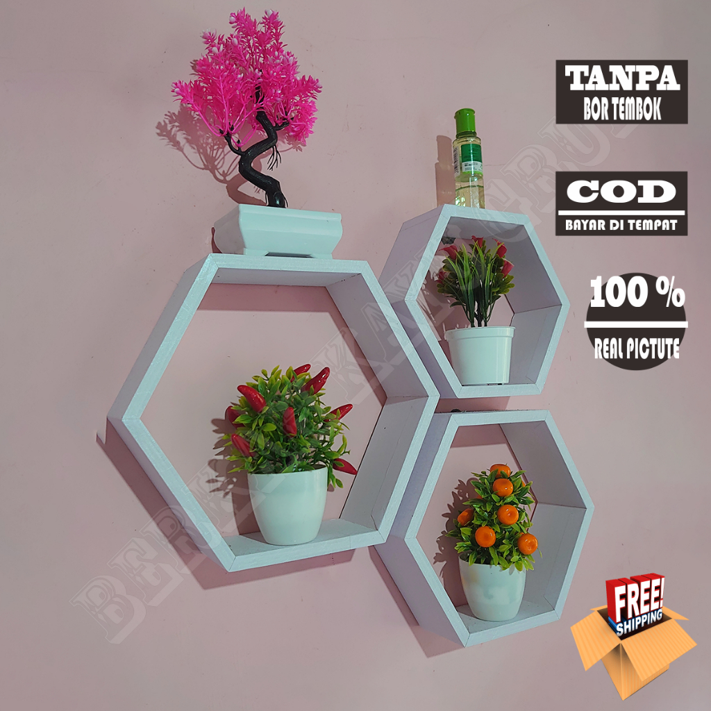 Jual RAK SEGI ENAM ECER -rak dinding HEXSAGONAL ECER,rak dinding ...