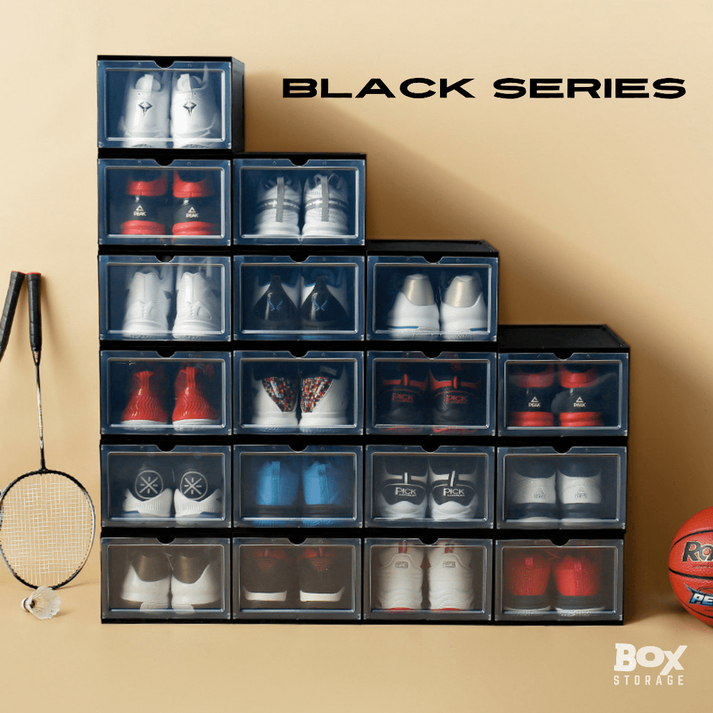 Jual 「SALE」Shoe Box Front Drop Black Hard ABS Case for Low Shoes - Box ...