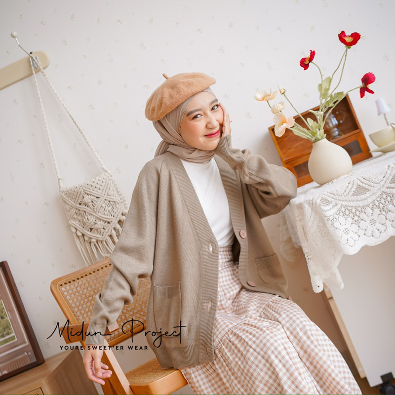 Jual Midun.project - Letisya Pocket Cardigan Rajut Wanita Polos ...