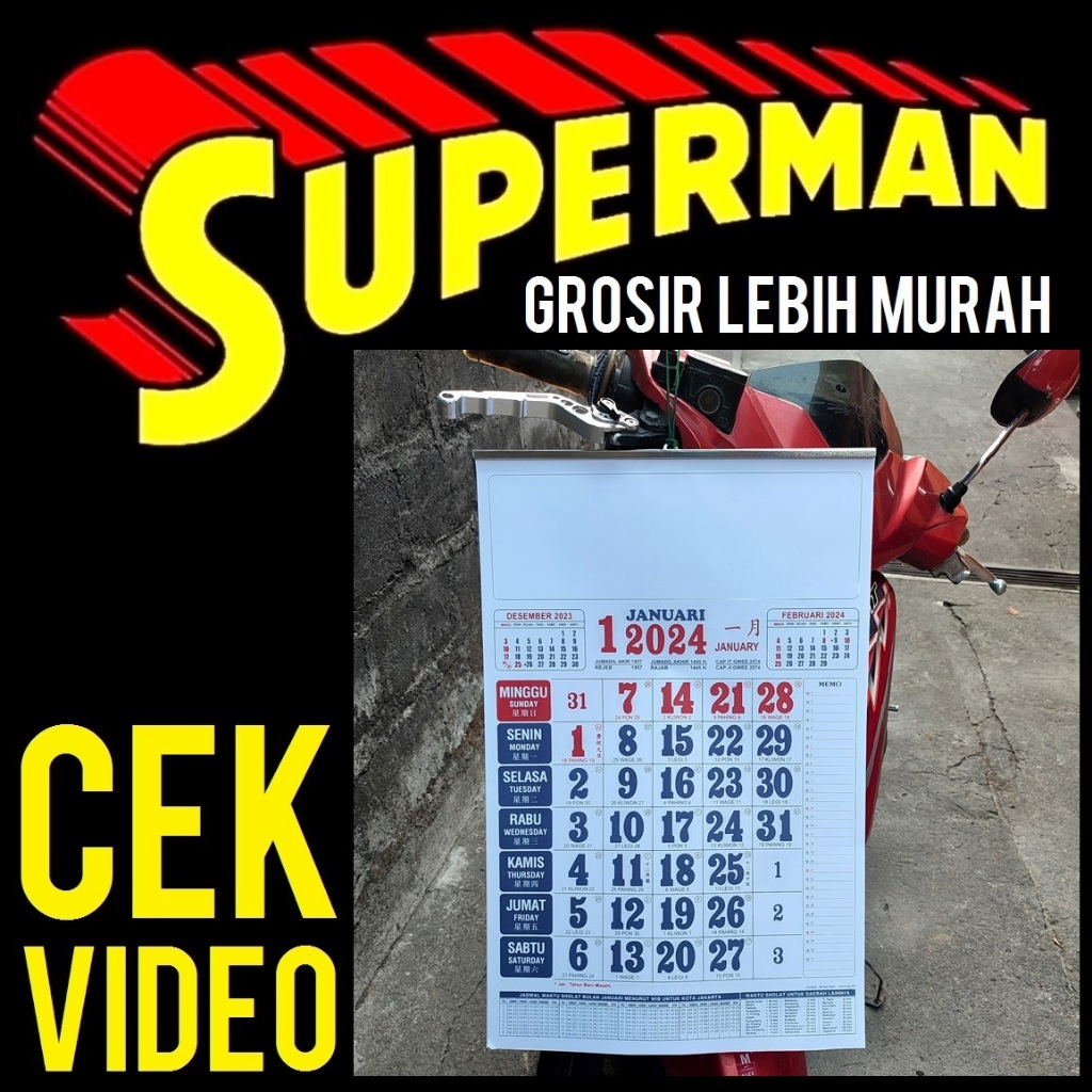 Jual KALENDER BESAR JUMBO LENGKAP ISI 12 BULAN LEMBAR masehi arab china