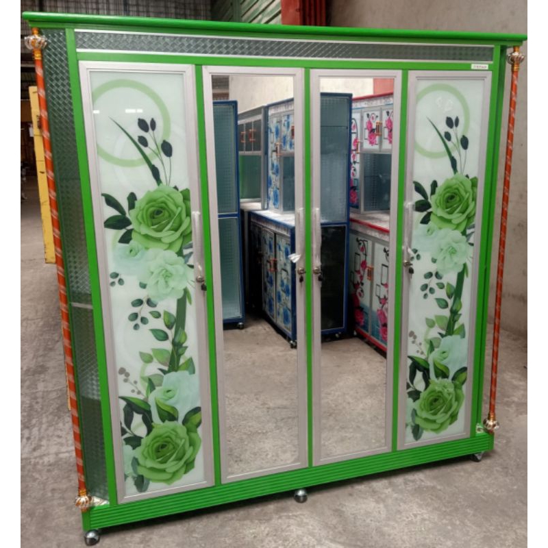 Jual LEMARI KACA ALUMINIUM 4 PINTU 3 PINTU 2 PINTU / LEMARI ALUMINIUM