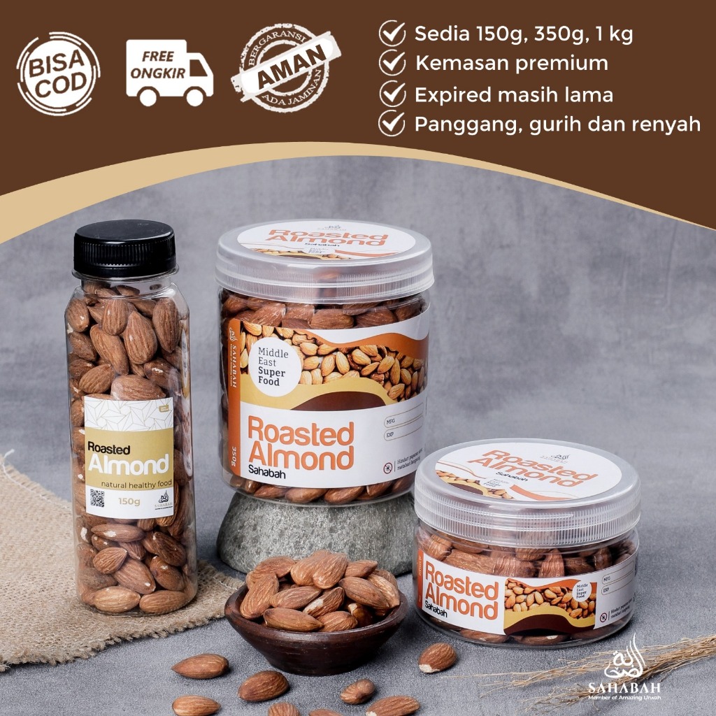 Jual Kacang Almond Panggang Kupas Premium Roasted Almond Original ...