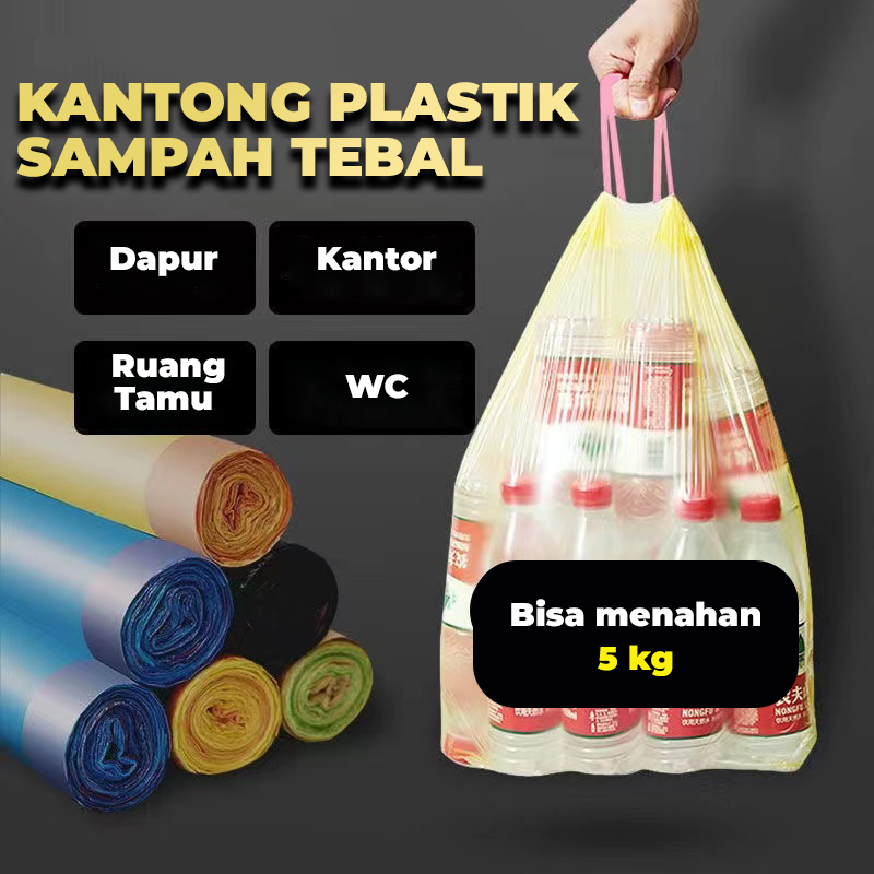 Jual Kantong Plastik Sampah Roll Dengan Tali 45x50cm Isi 15 Lembar Kantong Plastik Gulung 9313