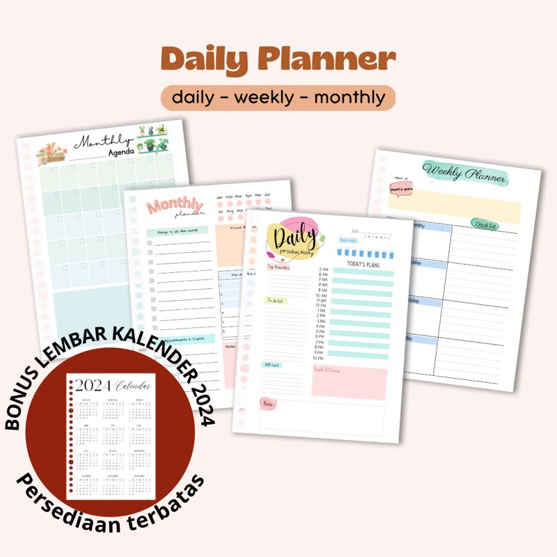 Jual Daily Planner / Productivity / Schedule / Weekly Monthly - Loose ...