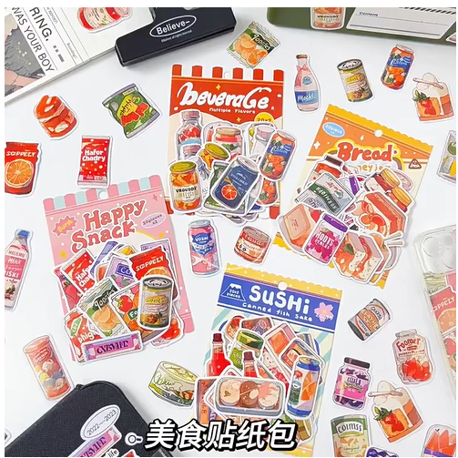 Jual LaMoselle - [SK199] Sticker lucu unik bentuk makanan vintage retro ...